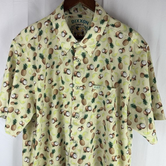 Dixxon Fist Mens XL Pina Colada Coconut‎ Pineapple Lime Hawaiian Button Shirt - Picture 2 of 11